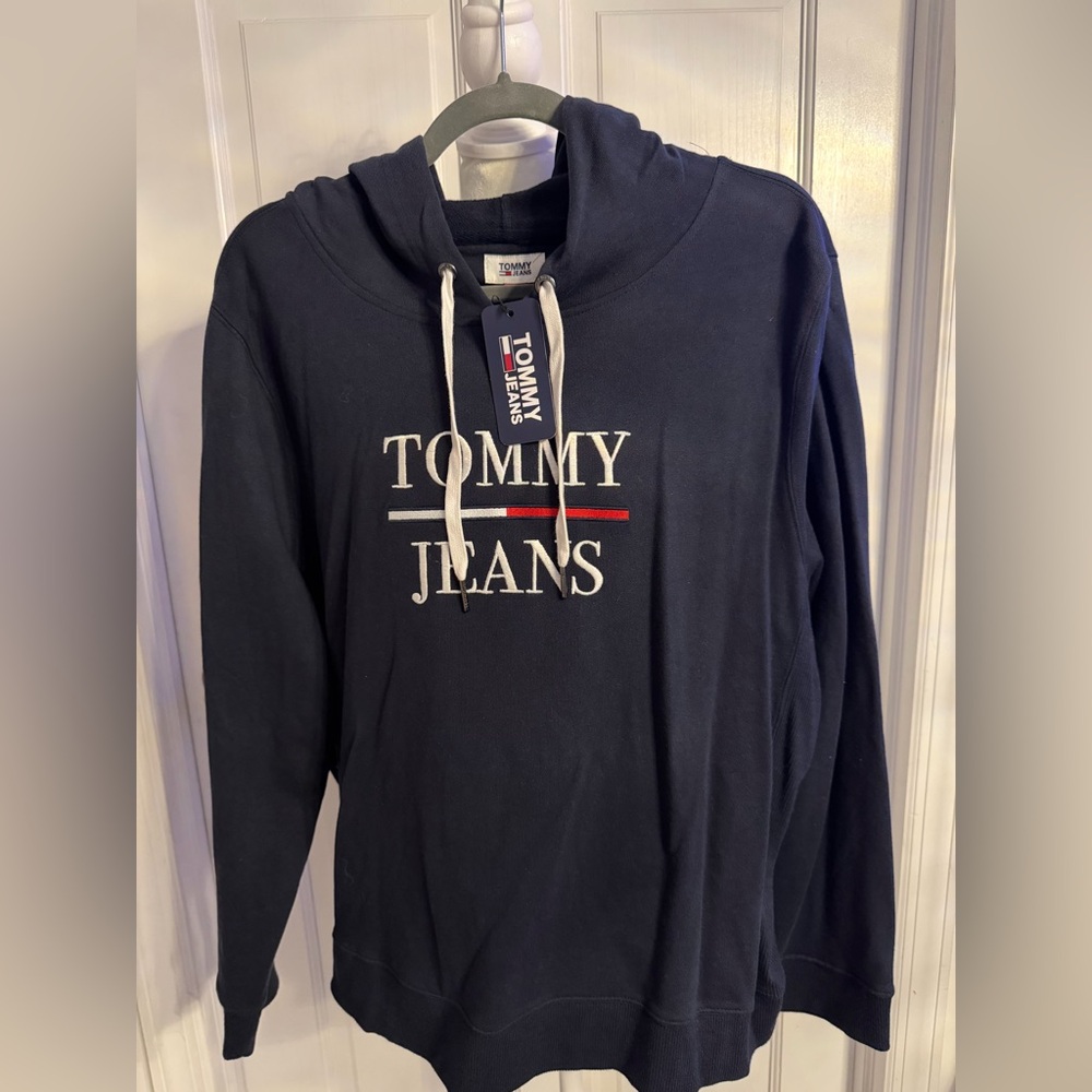 Tommy Hilfiger Navy Hoodie with White & Red Logo
